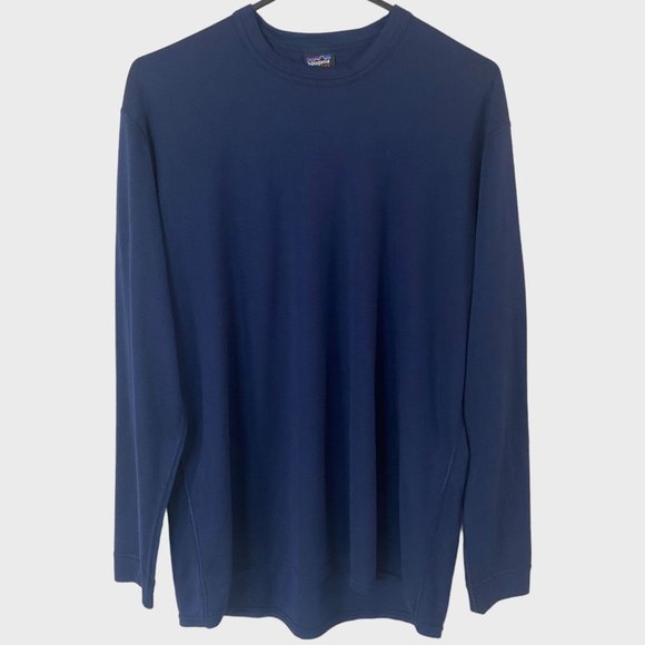 Vintage Patagonia Capilene Crewneck Mens Large Blue Long Sleeve Pullover Shirt - Picture 1 of 12
